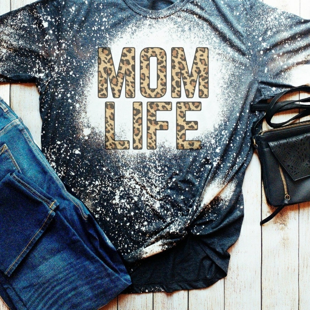 Mom life bleached tshirt